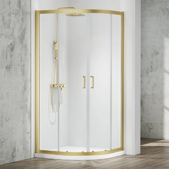 Merlyn Mbox Brushed Brass 6mm 2-Door Quadrant Shower Enclosure