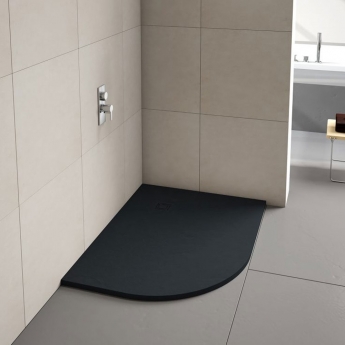 Merlyn TrueStone Offset Quadrant Shower Tray with Waste 1000mm x 800mm LH - Pure Black
