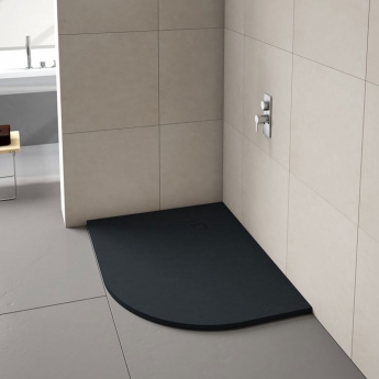 Merlyn TrueStone Offset Quadrant Shower Tray with Waste 1000mm x 800mm RH - Pure Black