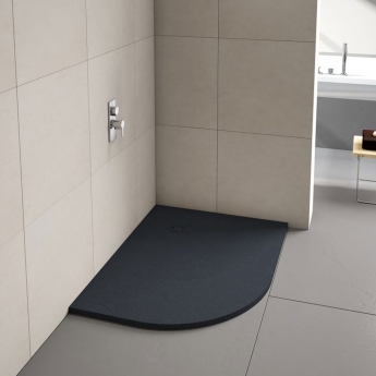 Merlyn TrueStone Offset Quadrant Shower Tray with Waste 1000mm x 800mm LH - Slate Black