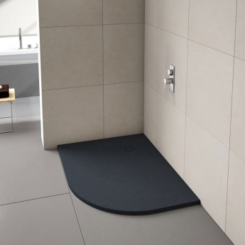 Merlyn TrueStone Offset Quadrant Shower Tray with Waste 1000mm x 800mm RH - Slate Black