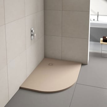Merlyn TrueStone Offset Quadrant Shower Tray with Waste 1000mm x 800mm LH - Sandstone