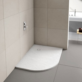 Merlyn TrueStone Offset Quadrant Shower Tray with Waste 1000mm x 800mm LH - White