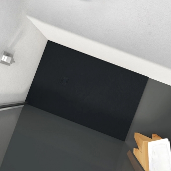 Merlyn TrueStone Rectangular Shower Tray with Waste 1000mm x 800mm - Pure Black