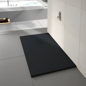 Merlyn TrueStone Rectangular Shower Tray with Waste 1400mm x 900mm - Pure Black
