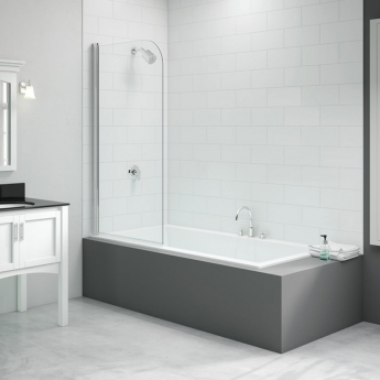 Merlyn Vivid Single Curved Hinged Bath Screen 1500mm High x 800mm Wide - 6mm Glass