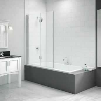 Merlyn Vivid Two Folding Hinged Bath Screen 1500mm High x 1100mm Wide - 8mm Glass