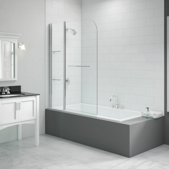 Merlyn Vivid Two Panel Curved Bath Screen with Rail 1500mm High x 1150mm Wide - 6mm Glass
