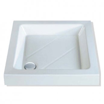 MX Classic Square Shower Tray with Waste 700mm x 700mm Flat Top - Stone Resin