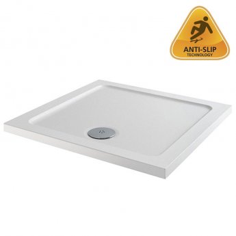 MX Elements Square Anti-Slip Shower Tray with Waste 800mm x 800mm Flat Top