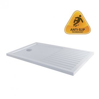 MX Elements Rectangular Anti-Slip Walk-In Shower Tray with Waste 1400mm x 900mm - White