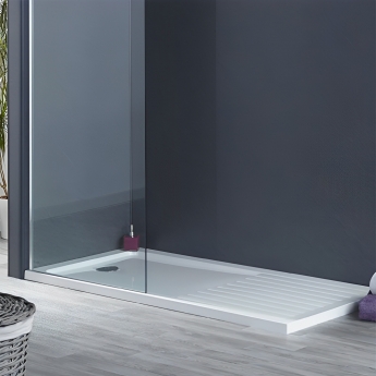 MX Elements Rectangular Anti-Slip Walk-In Shower Tray with Waste 1600mm x 800mm - White