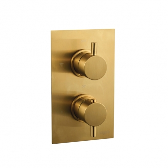 Niagara Equate Round Twin Thermostatic Concealed Shower Valve - Brushed Brass