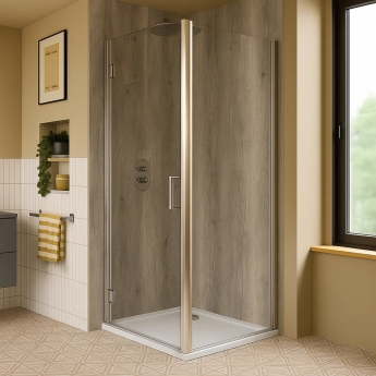 Nuance Driftwood Small Corner Shower Wall Panel Complete Kit (Pack A) | Product Image