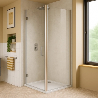 Nuance Light Portland Small Corner Shower Wall Panel Complete Kit (Pack A) | Product Image