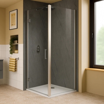 Nuance Natural Greystone Small Corner Shower Wall Panel Complete Kit (Pack A) | Product Image
