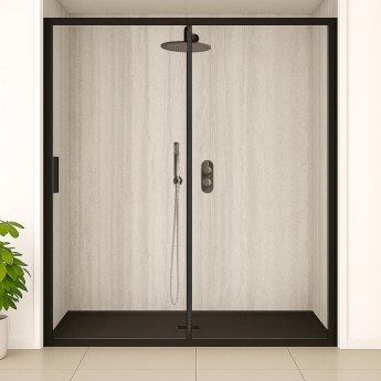 Nuance Platinum Travertine Large Alcove Shower Wall Panel Complete Kit (Pack F) | Product Image