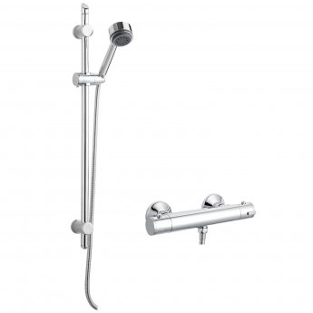 Nuie ABS Thermostatic Bar Shower Valve with Single Function Slider Rail Kit - Chrome