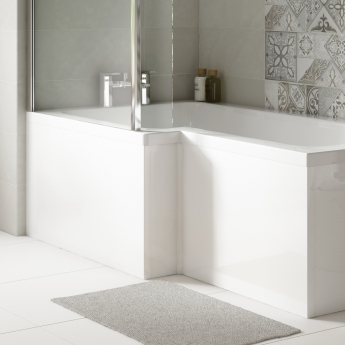 Nuie L-Shaped Shower Bath Front Panel 500mm H x 1700mm W (2 Piece) - Acrylic
