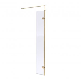 Nuie Wet Room Return Panel 1850mm High x 300mm Wide 8mm Glass - Brushed Brass