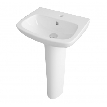 Nuie Ambrose Basin and Full Pedestal 450mm Wide - 1 Tap Hole
