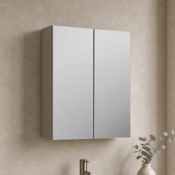 Arno Woodgrain 600mm 2-Door Mirrored Bathroom Cabinet | Product Image