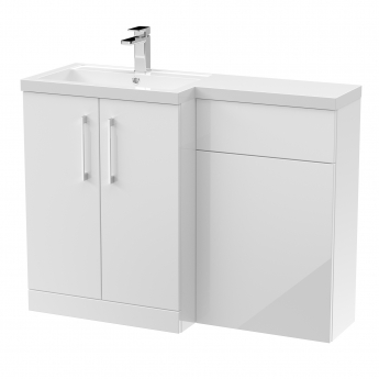 Nuie Arno LH Combination Unit with L-Shape Basin 1100mm Wide - Gloss White
