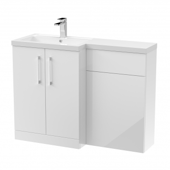 Nuie Arno LH Combination Unit with L-Shape Basin 1100mm Wide - Gloss White