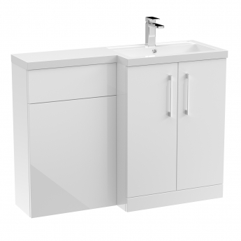 Nuie Arno RH Combination Unit with L-Shape Basin 1100mm Wide - Gloss White