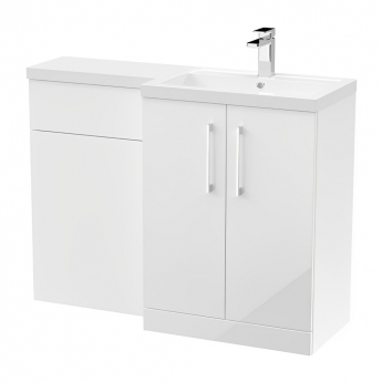 Nuie Arno RH Combination Unit with L-Shape Basin 1100mm Wide - Gloss White