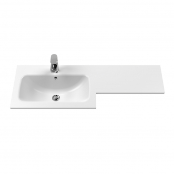 Nuie Arno LH Combination Unit with L-Shape Basin 1100mm Wide - Charcoal Black Woodgrain