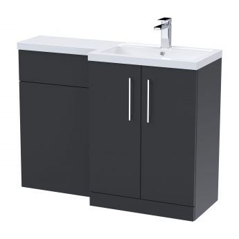 Nuie Arno RH Combination Unit with L-Shape Basin 1100mm Wide - Satin Anthracite | Product Image