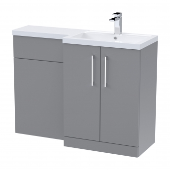 Nuie Arno RH Combination Unit with L-Shape Basin 1100mm Wide - Satin Grey | Product Image