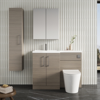 Nuie Arno LH Combination Unit with L-Shape Basin 1100mm Wide - Solace Oak | Product Image