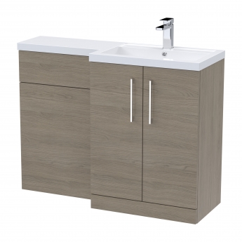 Nuie Arno RH Combination Unit with L-Shape Basin 1100mm Wide - Solace Oak | Product Image