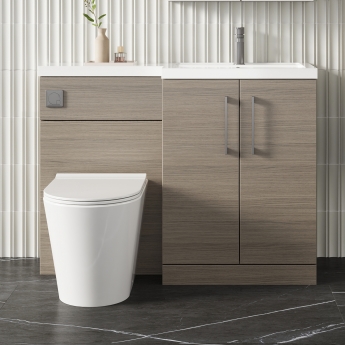 Nuie Arno RH Combination Unit with L-Shape Basin 1100mm Wide - Solace Oak | Product Image