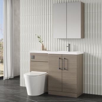 Nuie Arno RH Combination Unit with L-Shape Basin 1100mm Wide - Solace Oak | Product Image