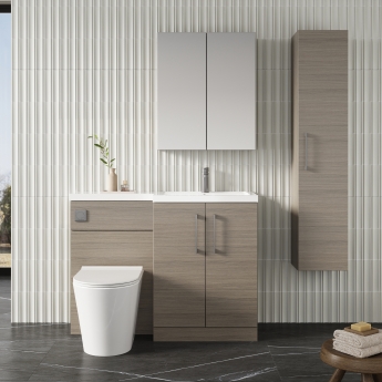 Nuie Arno RH Combination Unit with L-Shape Basin 1100mm Wide - Solace Oak | Product Image