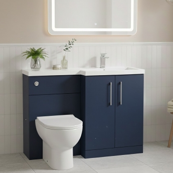 Nuie Arno RH Combination Unit with L-Shape Basin 1100mm Wide - Midnight Blue | Product Image