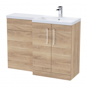 Nuie Arno RH Combination Unit with L-Shape Basin 1100mm Wide - Bleached Oak | Product Image