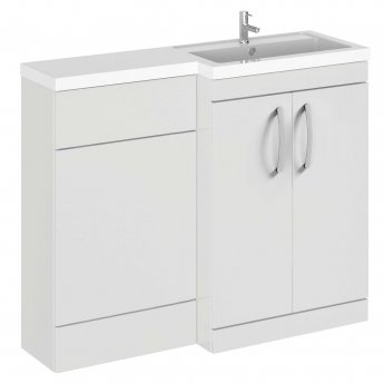 Nuie Arno RH Combination Unit with L-Shape Basin 1100mm Wide - Gloss Grey Mist