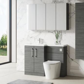 Nuie Arno LH Combination Unit with L-Shape Basin 1100mm Wide - Anthracite Woodgrain