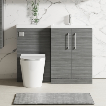 Nuie Arno RH Combination Unit with L-Shape Basin 1100mm Wide - Anthracite Woodgrain