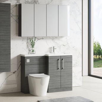 Nuie Arno RH Combination Unit with L-Shape Basin 1100mm Wide - Anthracite Woodgrain