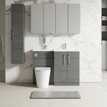 Nuie Arno RH Combination Unit with L-Shape Basin 1100mm Wide - Anthracite Woodgrain