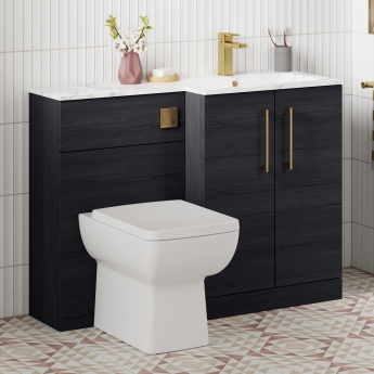 Nuie Arno RH Combination Unit with L-Shaped Stone Textured Basin 1100mm Wide - Charcoal Black | Product Image