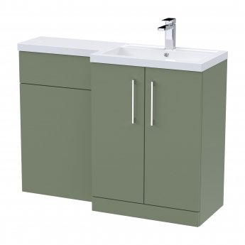Nuie Arno RH Combination Unit with L-Shape Basin 1100mm Wide - Satin Green