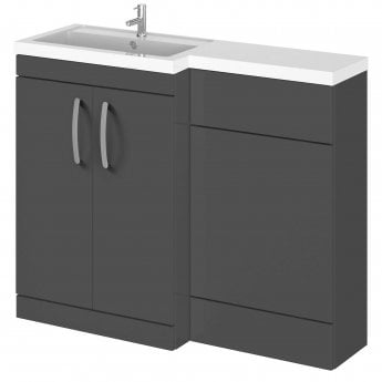 Nuie Arno LH Combination Unit with L-Shape Basin 1100mm Wide - Gloss Grey