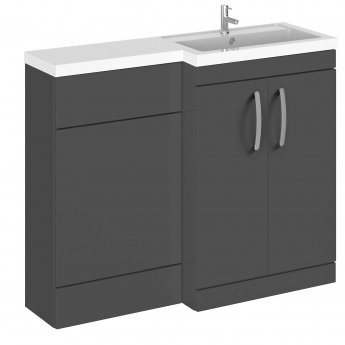 Nuie Arno RH Combination Unit with L-Shape Basin 1100mm Wide - Gloss Grey