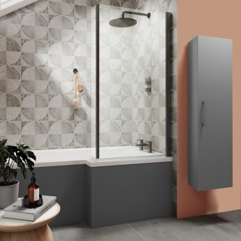 Nuie Arno Wall Hung 1-Door Tall Unit 300mm Wide - Satin Grey